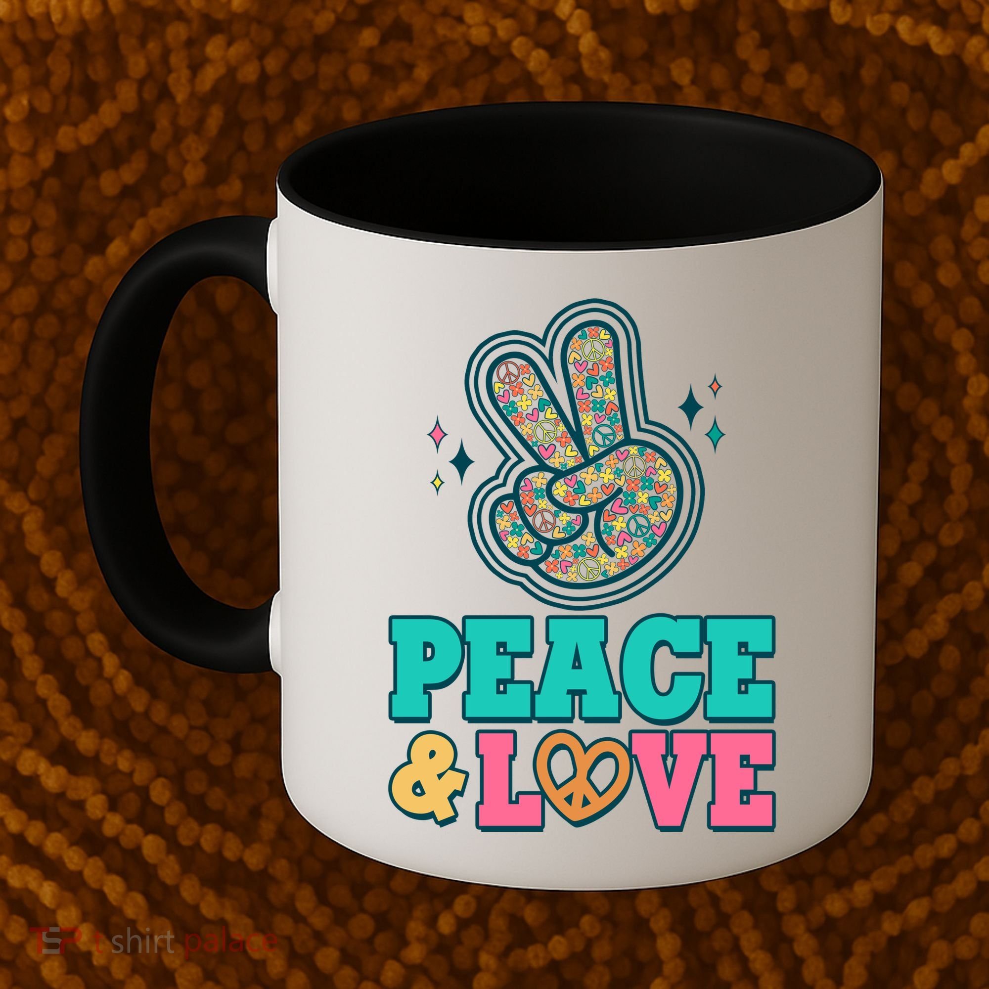 Retro Flower Power Peace And Love Coffee Mug