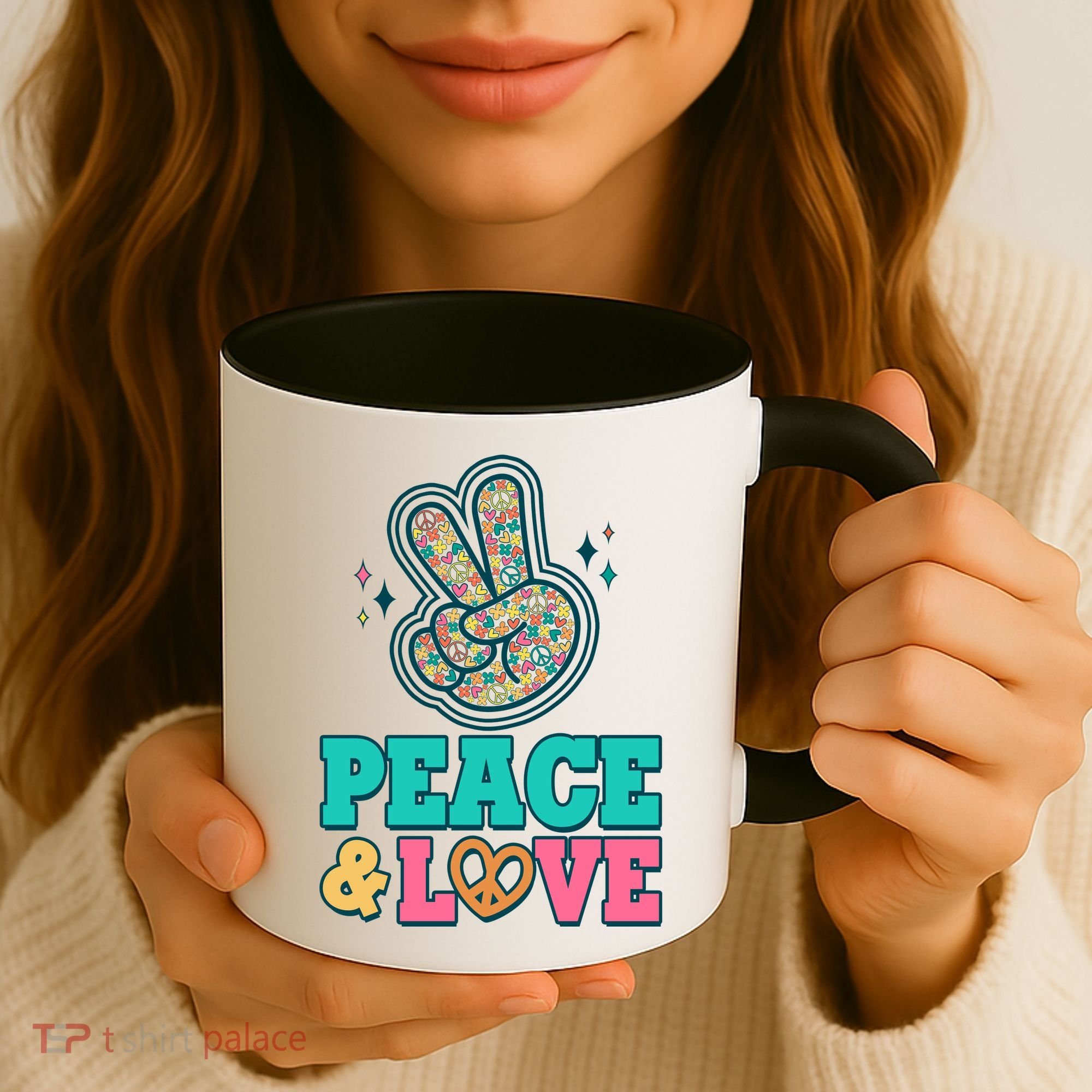 Retro Flower Power Peace And Love Coffee Mug