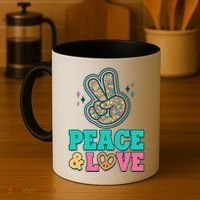Retro Flower Power Peace And Love Coffee Mug thumb 4