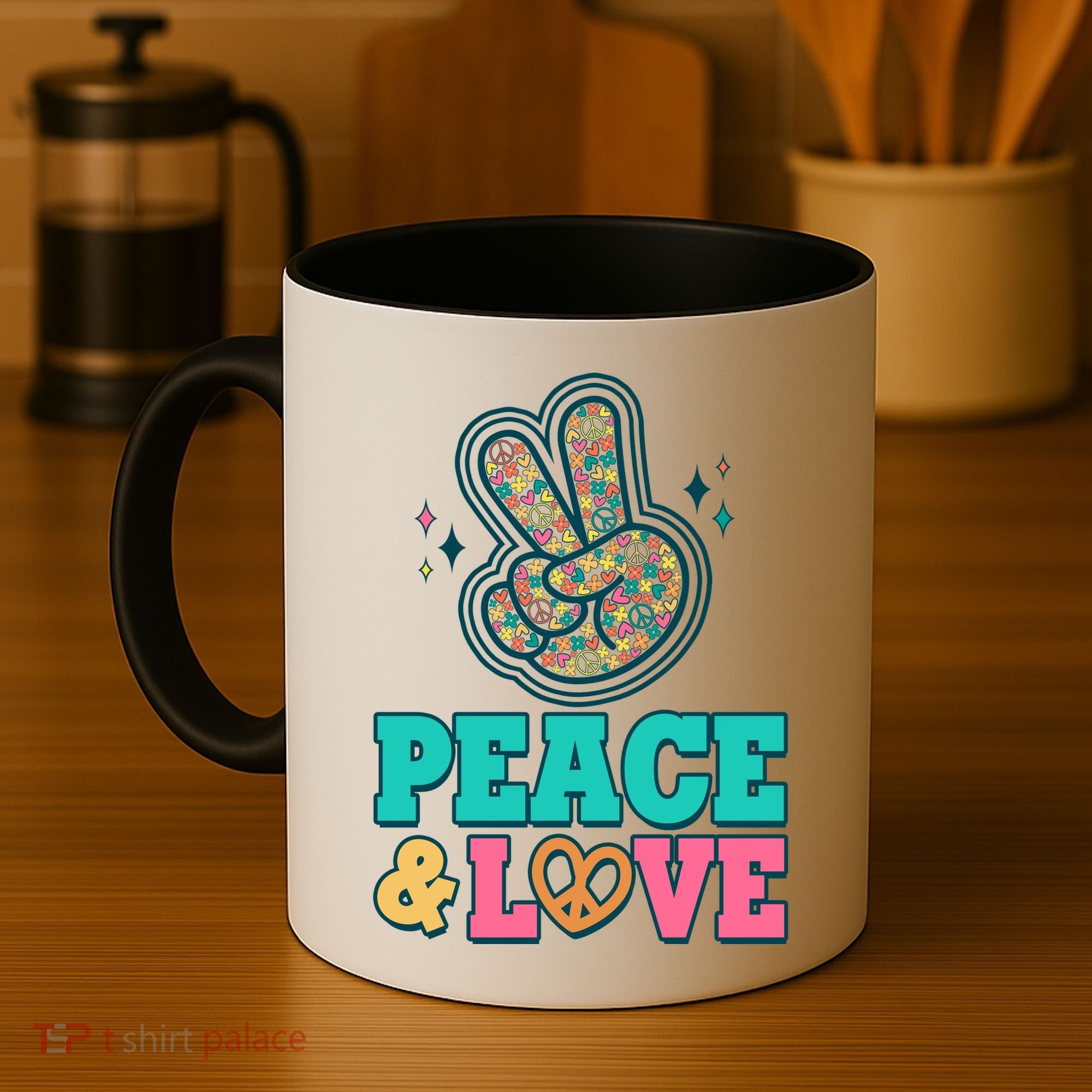 Retro Flower Power Peace And Love Coffee Mug
