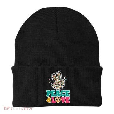 Retro Flower Power Peace And Love Beanie