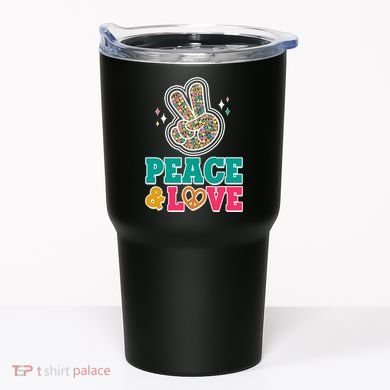Retro Flower Power Peace And Love Tumbler