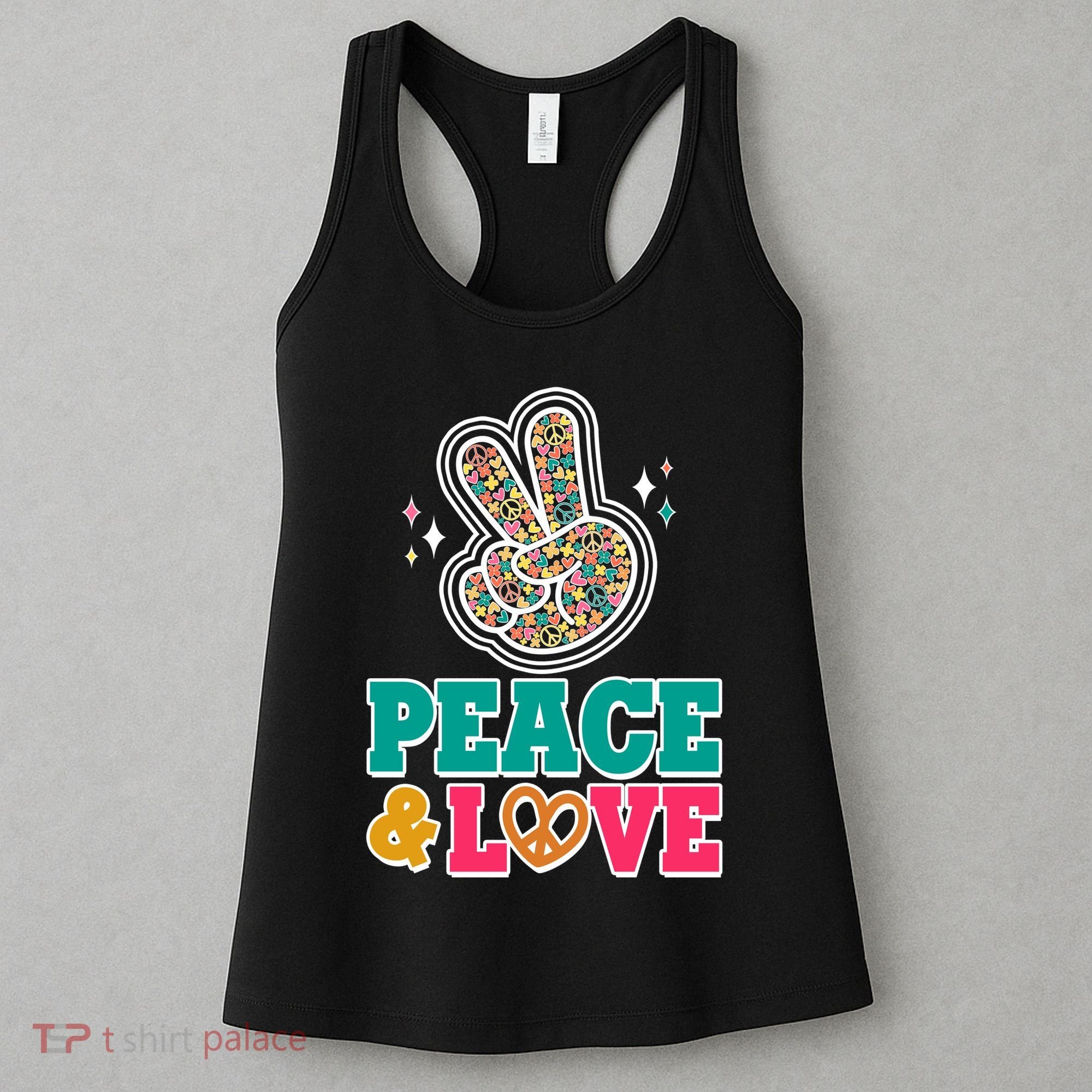 Retro Flower Power Peace And Love Women's Tank Top