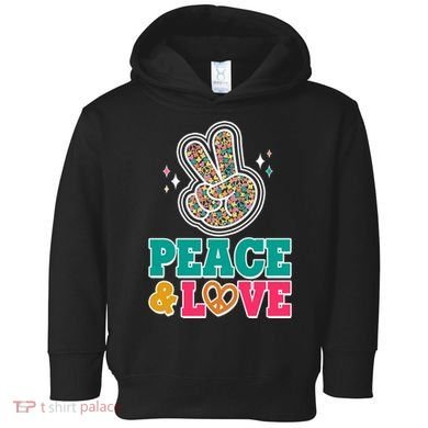 Retro Flower Power Peace And Love Toddler Hoodie