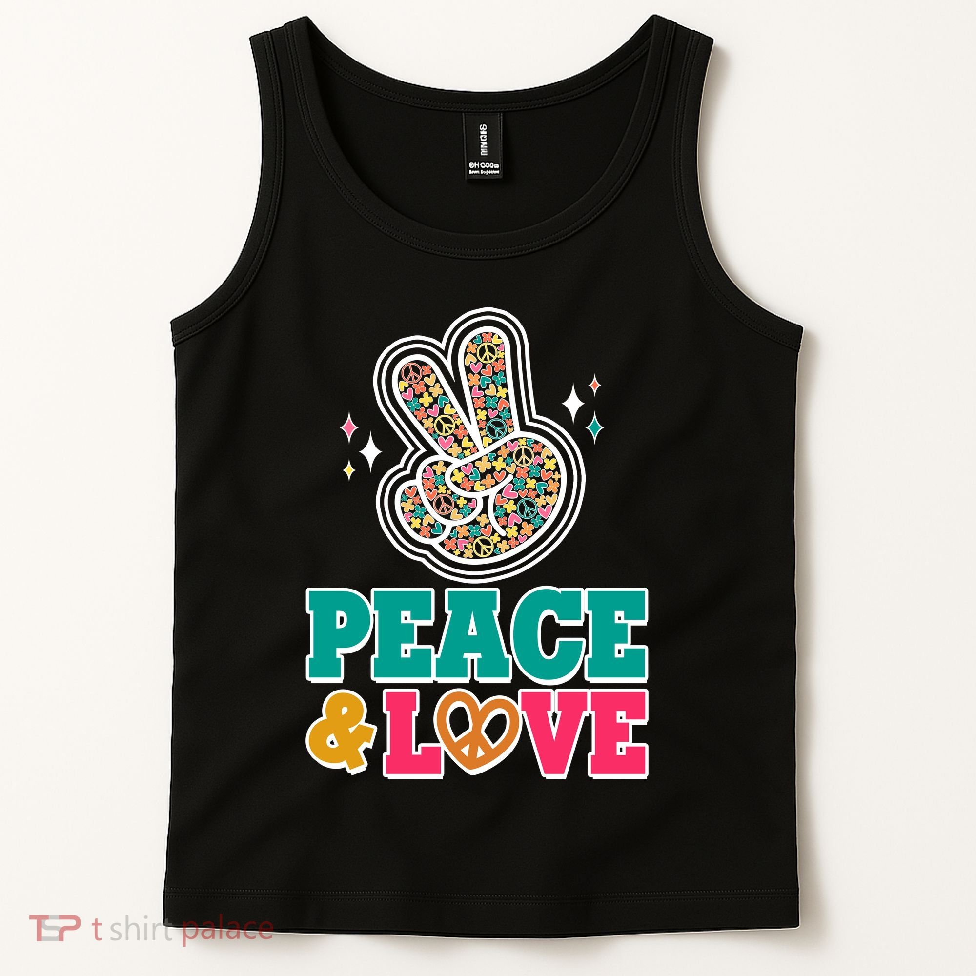 Retro Flower Power Peace And Love Tank Top