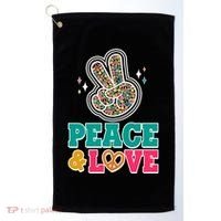 Retro Flower Power Peace And Love Golf Towel thumb 0