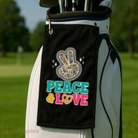 Retro Flower Power Peace And Love Golf Towel thumb 2