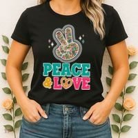 Retro Flower Power Peace And Love Women's T-Shirt thumb 2