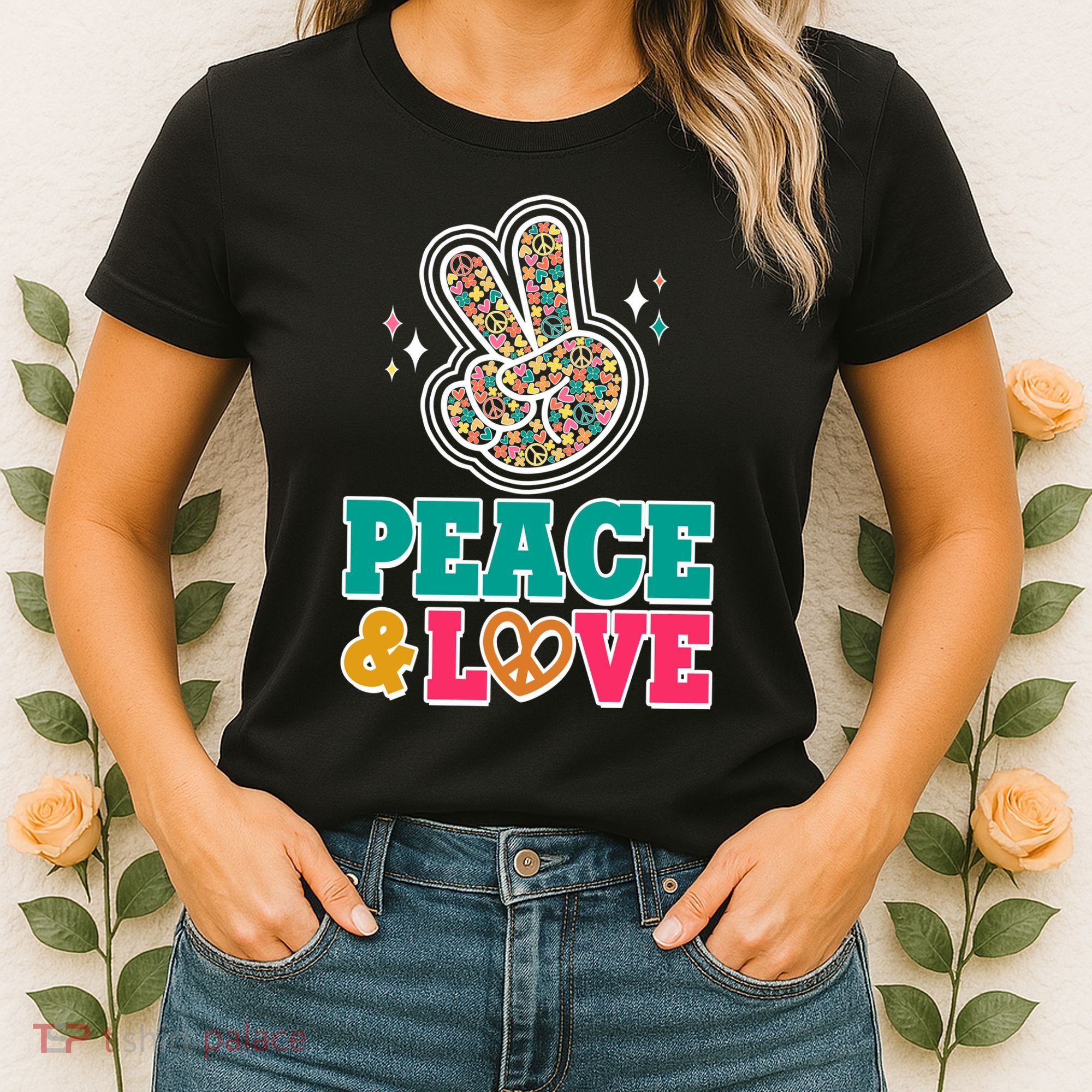 Retro Flower Power Peace And Love Women's T-Shirt