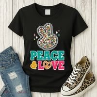 Retro Flower Power Peace And Love Women's T-Shirt thumb 3