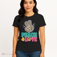 Retro Flower Power Peace And Love Women's T-Shirt thumb 4
