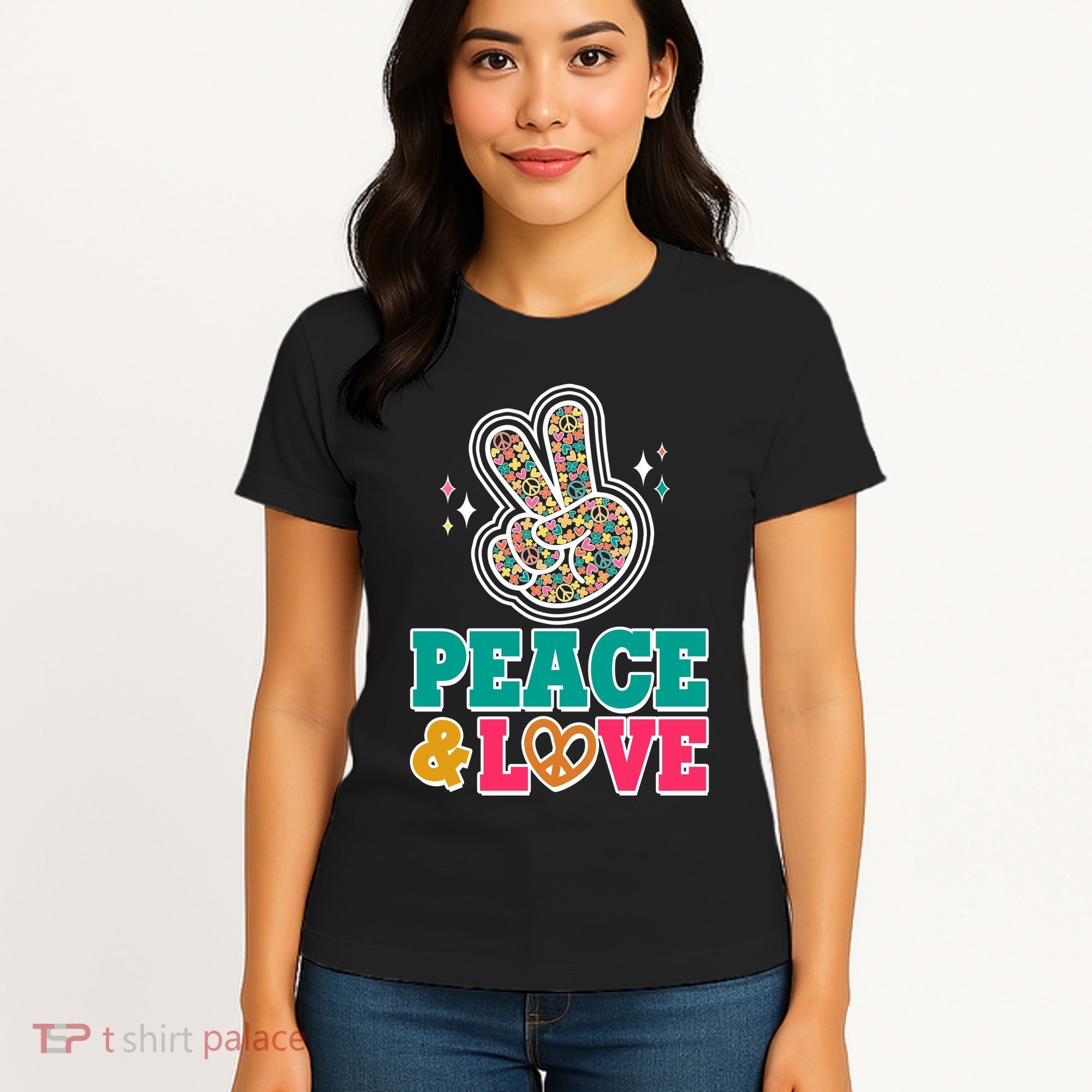 Retro Flower Power Peace And Love Women's T-Shirt