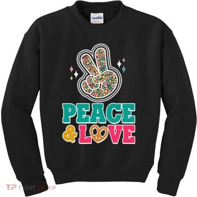 Retro Flower Power Peace And Love Kids Sweatshirt