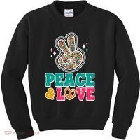 Retro Flower Power Peace And Love Kids Sweatshirt thumb 0