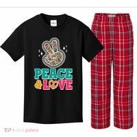 Retro Flower Power Peace And Love Kids Plaid Pajama Set thumb 0