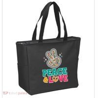 Retro Flower Power Peace And Love Tote Bag thumb 2