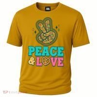 Retro Flower Power Peace And Love Cooling Performance Crew T-Shirt thumb 0