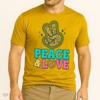 Retro Flower Power Peace And Love Cooling Performance Crew T-Shirt thumb 2