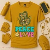 Retro Flower Power Peace And Love Cooling Performance Crew T-Shirt thumb 3