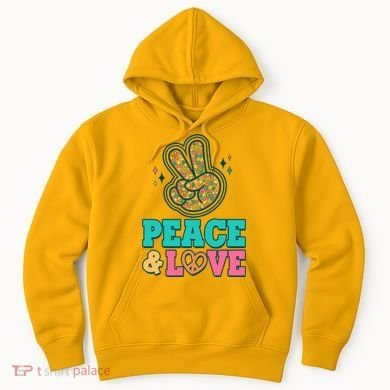Retro Flower Power Peace And Love Hoodie