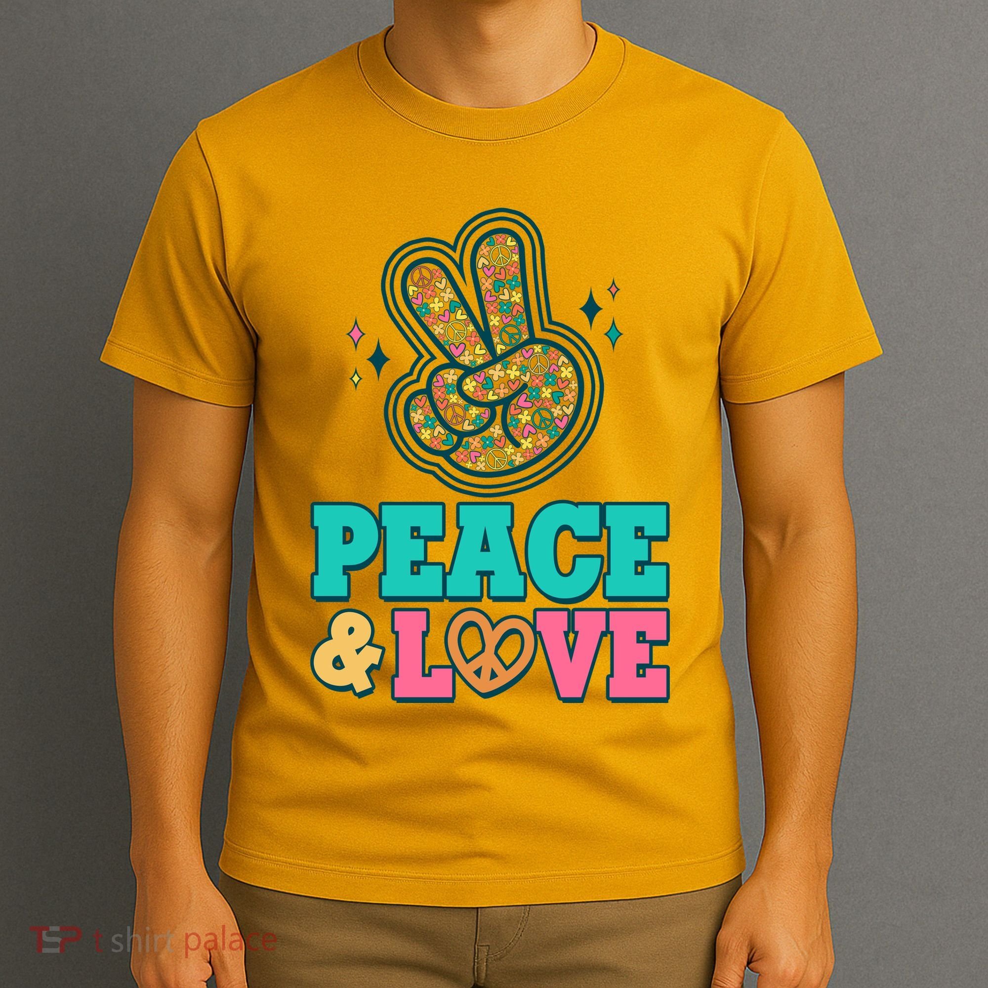 Retro Flower Power Peace And Love T-Shirt