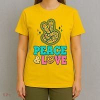 Retro Flower Power Peace And Love T-Shirt thumb 4