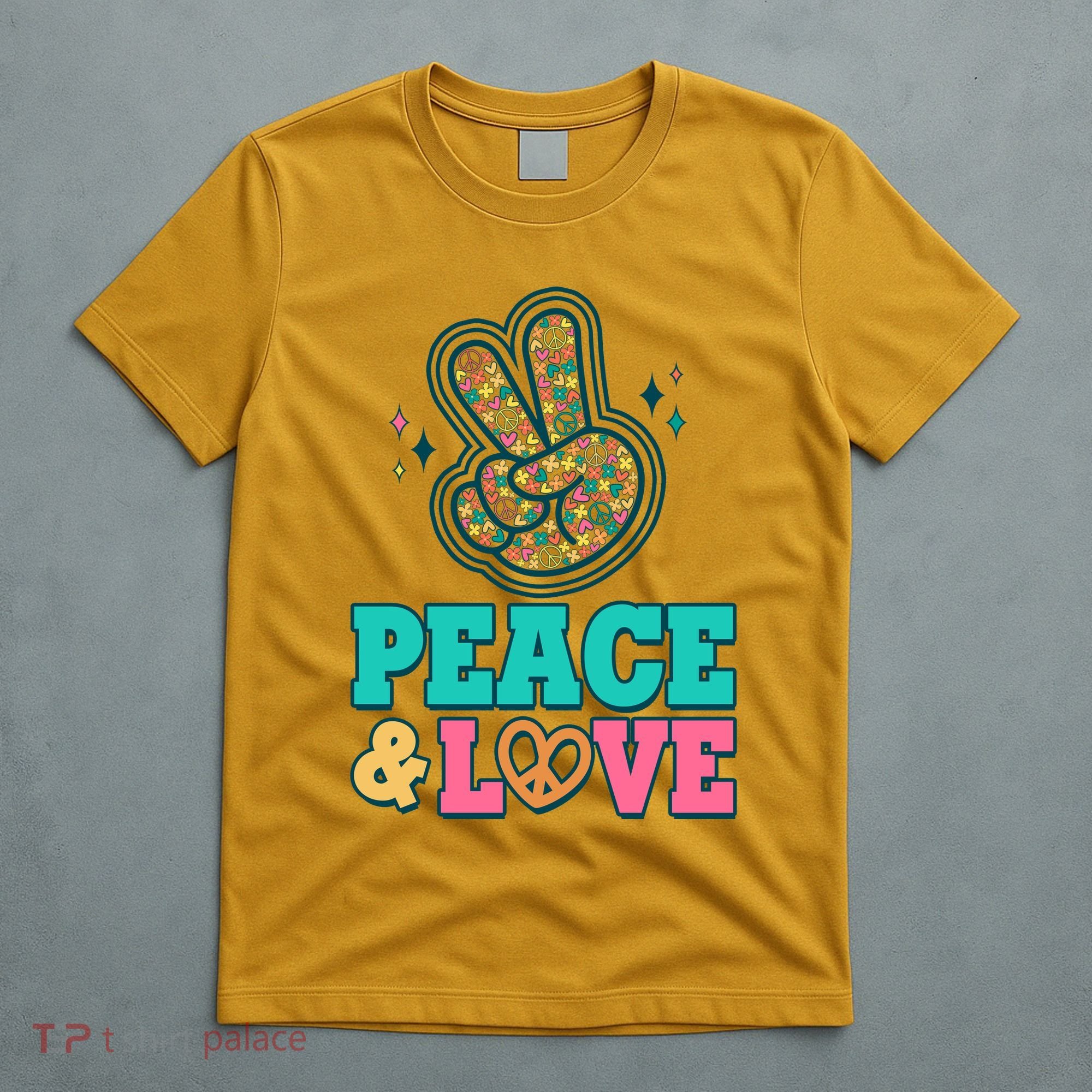 Retro Flower Power Peace And Love T-Shirt