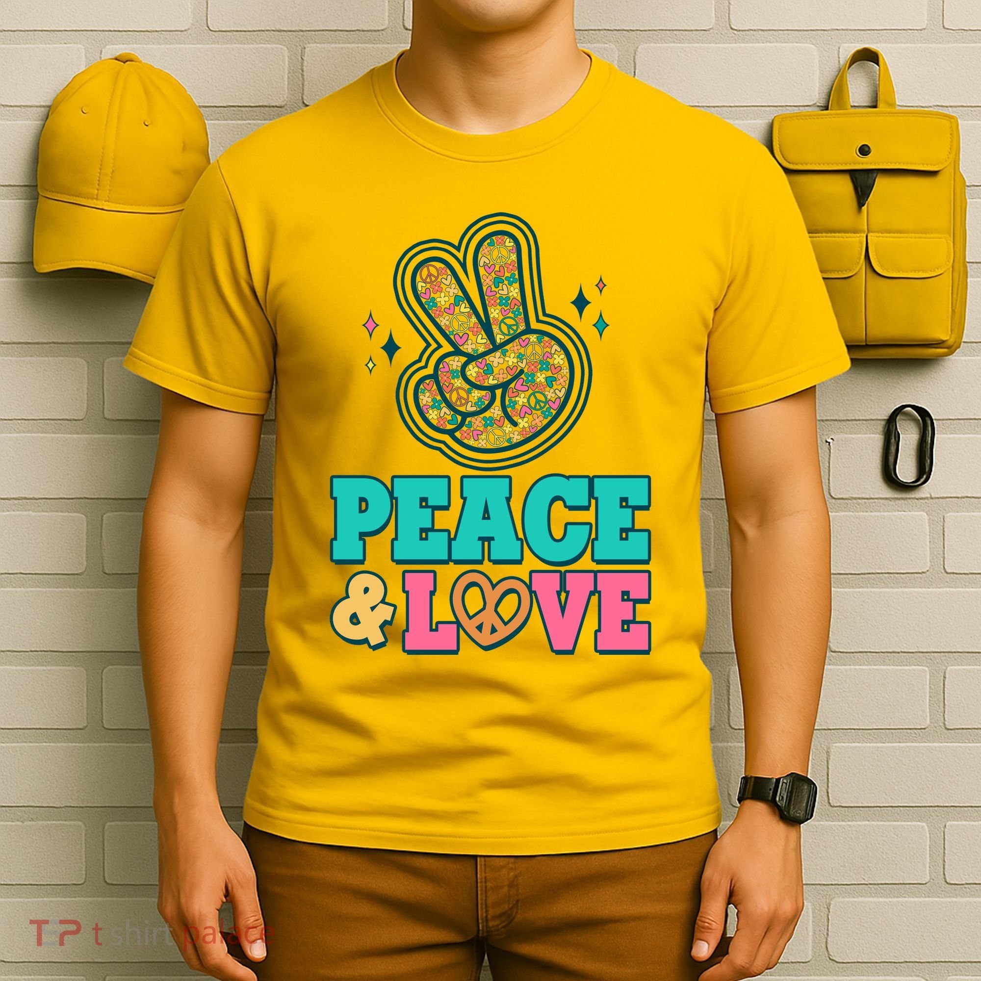 Retro Flower Power Peace And Love T-Shirt