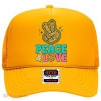 Retro Flower Power Peace And Love Hat thumb 0