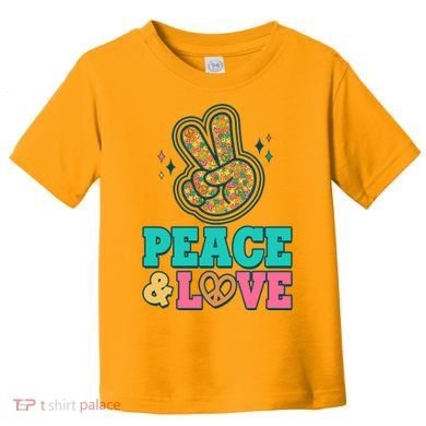 Retro Flower Power Peace And Love Toddler T-Shirt