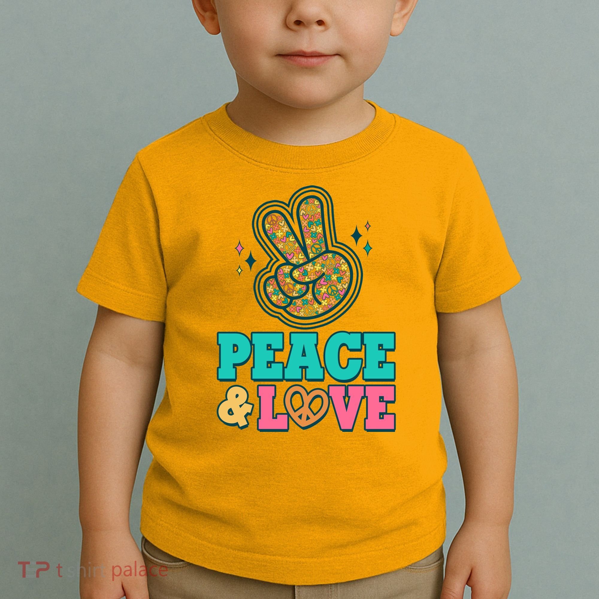 Retro Flower Power Peace And Love Toddler T-Shirt