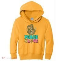 Retro Flower Power Peace And Love Kids Hoodie thumb 0