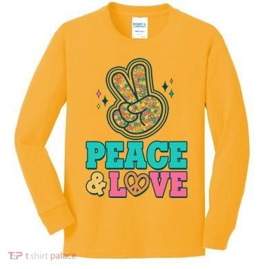 Retro Flower Power Peace And Love Kids Long Sleeve Shirt