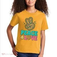Retro Flower Power Peace And Love Kids T-Shirt thumb 2