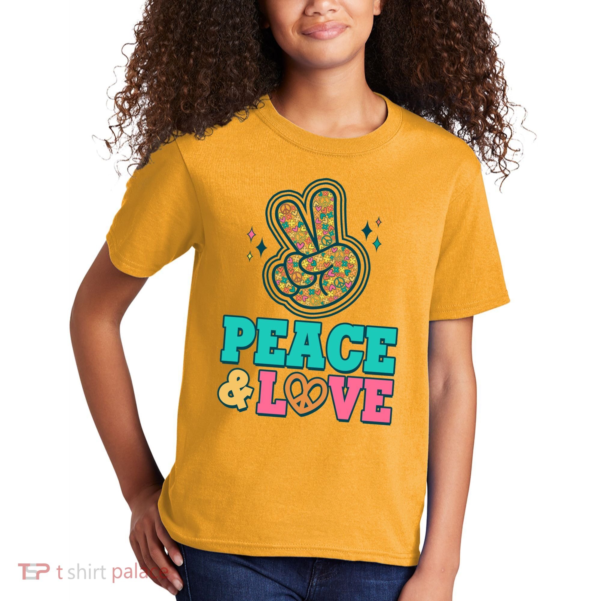 Retro Flower Power Peace And Love Kids T-Shirt