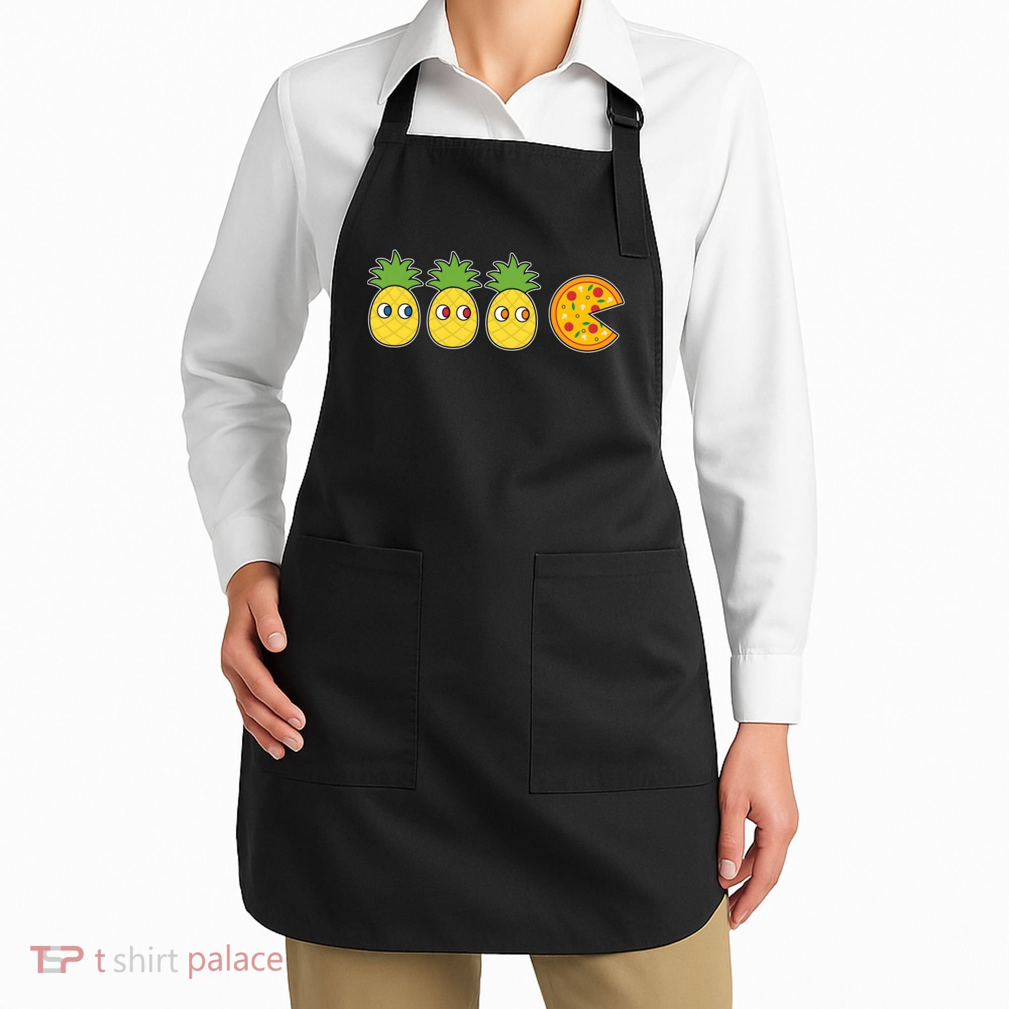 Retro Funny Pineapple Pizza Video Game Apron