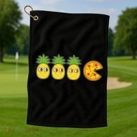 Retro Funny Pineapple Pizza Video Game Golf Towel thumb 1