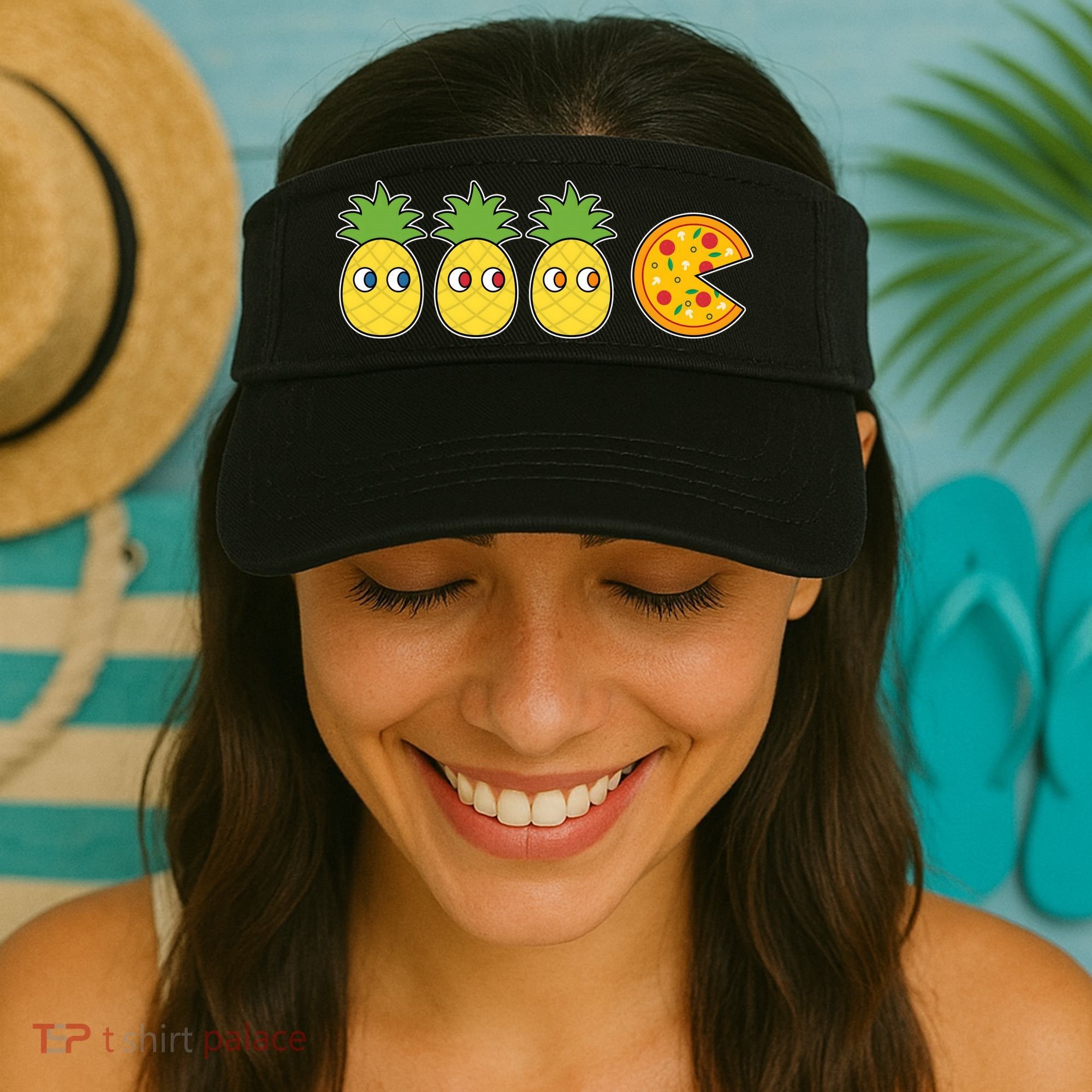 Retro Funny Pineapple Pizza Video Game Visor
