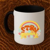Retro Flowers Peace Stay Groovy Positive Mind Happy Life Coffee Mug thumb 2