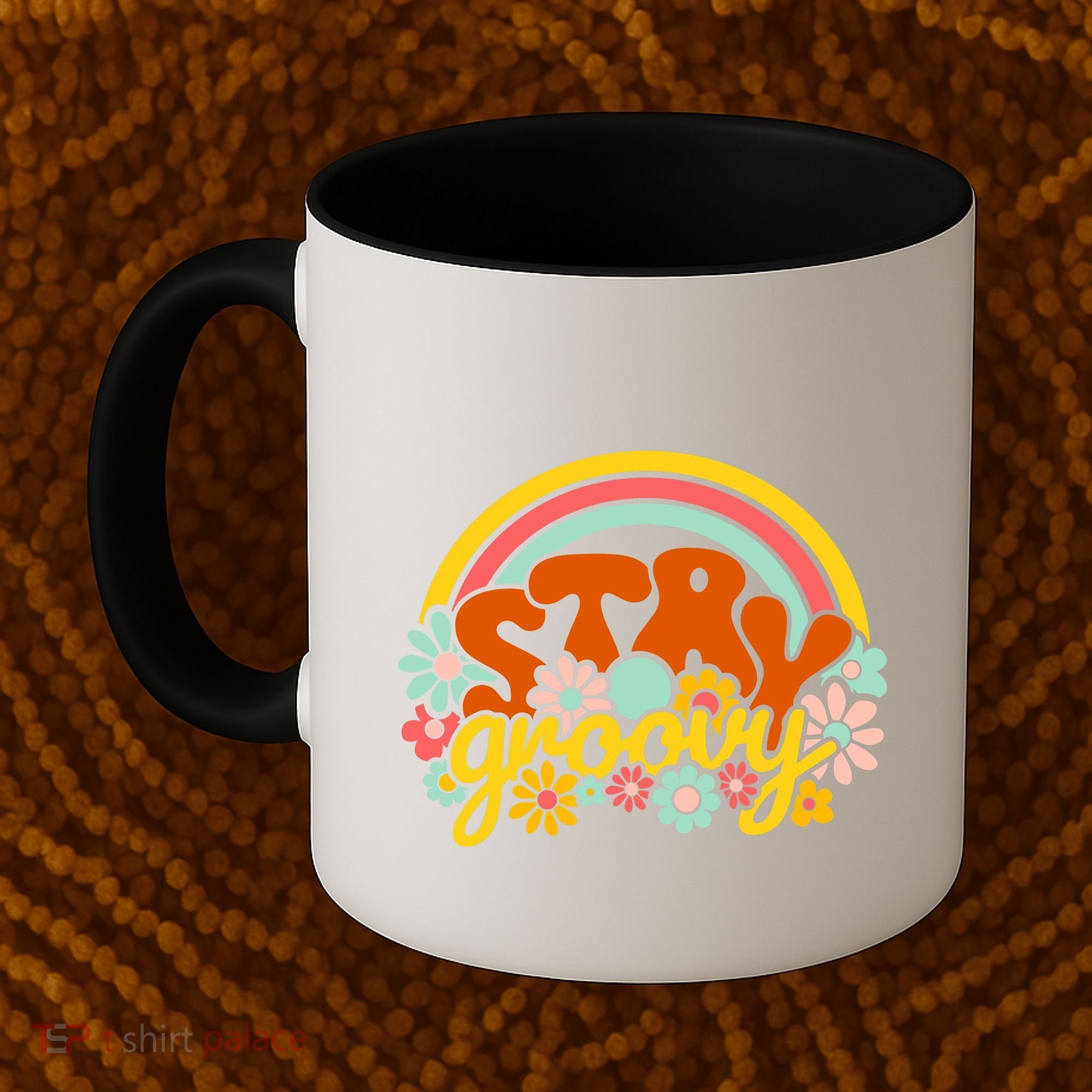 Retro Flowers Peace Stay Groovy Positive Mind Happy Life Coffee Mug