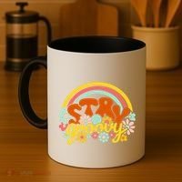 Retro Flowers Peace Stay Groovy Positive Mind Happy Life Coffee Mug thumb 4