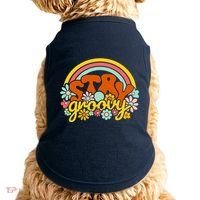 Retro Flowers Peace Stay Groovy Positive Mind Happy Life Doggie Tank thumb 0