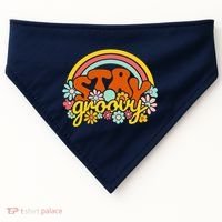 Retro Flowers Peace Stay Groovy Positive Mind Happy Life USA-Made Doggie Bandana thumb 0