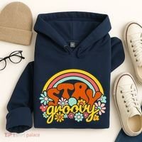 Retro Flowers Peace Stay Groovy Positive Mind Happy Life Hoodie thumb 4