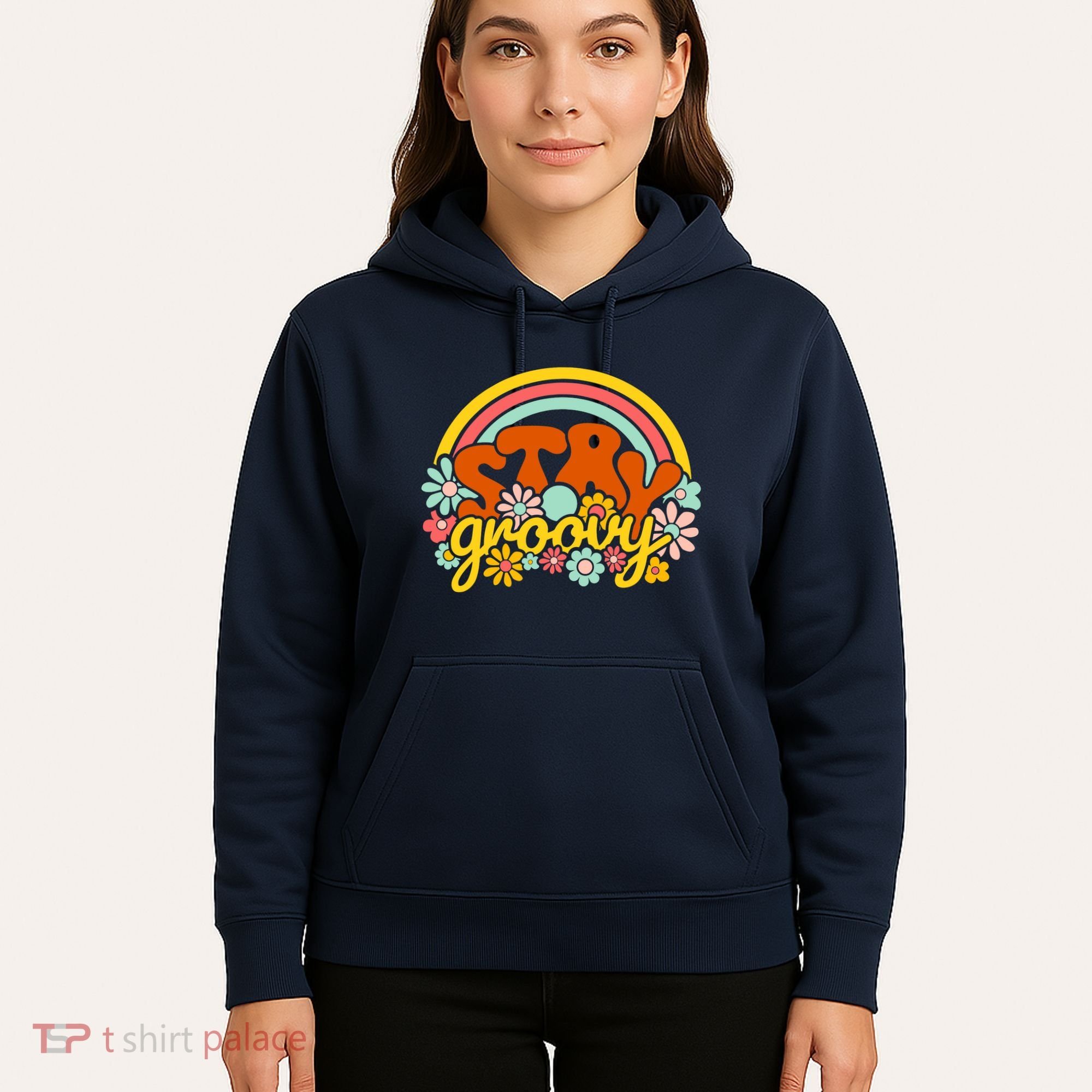 Retro Flowers Peace Stay Groovy Positive Mind Happy Life Hoodie