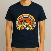 Retro Flowers Peace Stay Groovy Positive Mind Happy Life T-Shirt thumb 3