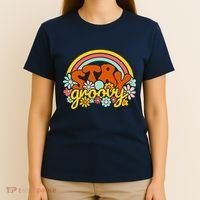 Retro Flowers Peace Stay Groovy Positive Mind Happy Life T-Shirt thumb 4