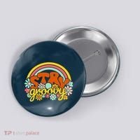 Retro Flowers Peace Stay Groovy Positive Mind Happy Life Button thumb 0