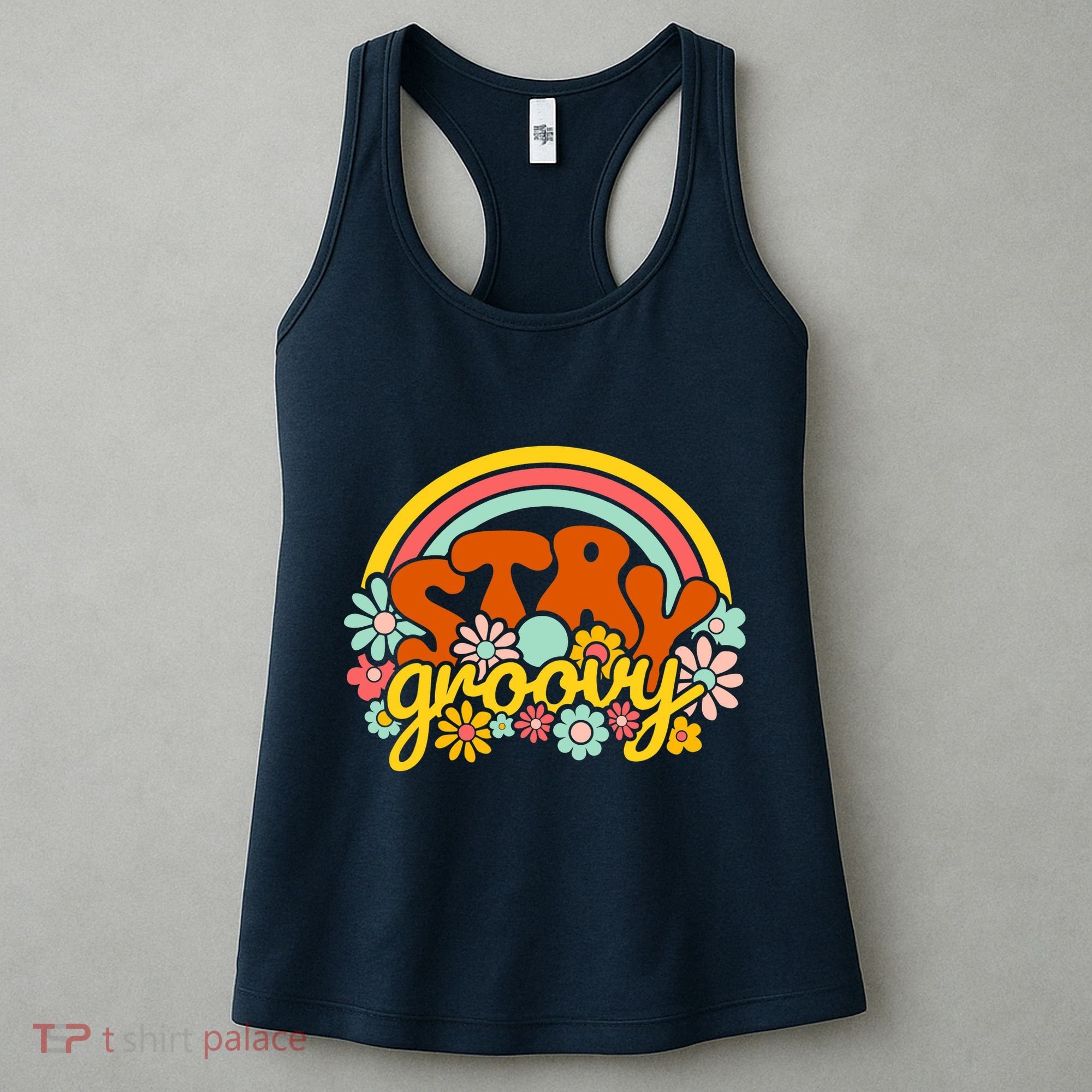 Retro Flowers Peace Stay Groovy Positive Mind Happy Life Women's Tank Top