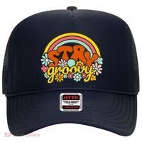 Retro Flowers Peace Stay Groovy Positive Mind Happy Life Hat thumb 0